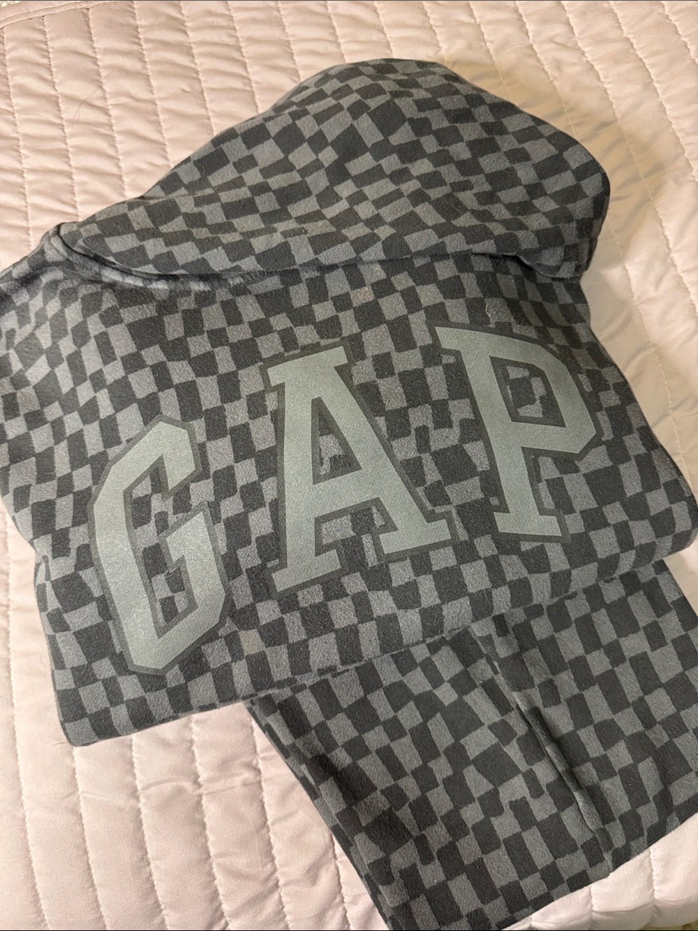 GAP Dark Gray Checkerboard Hoodie & Joggers. Like New. Size Boys XXL.